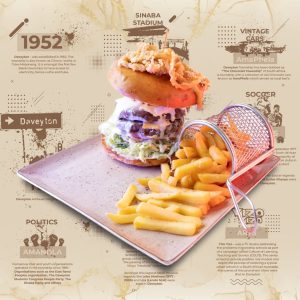 Double Patty, Double Cheese, Eggs, Bacon,
Avocado, Mushrooms, Ham, Onion Rings,
Lettuce, Tomato, Pickled Cucumber, with Our
Special Sauce