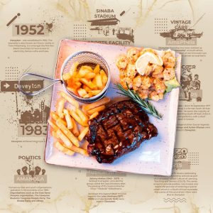 Sirloin on the Bone & Fried Prawns