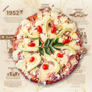 Bacon, Avo, and Feta Pizza